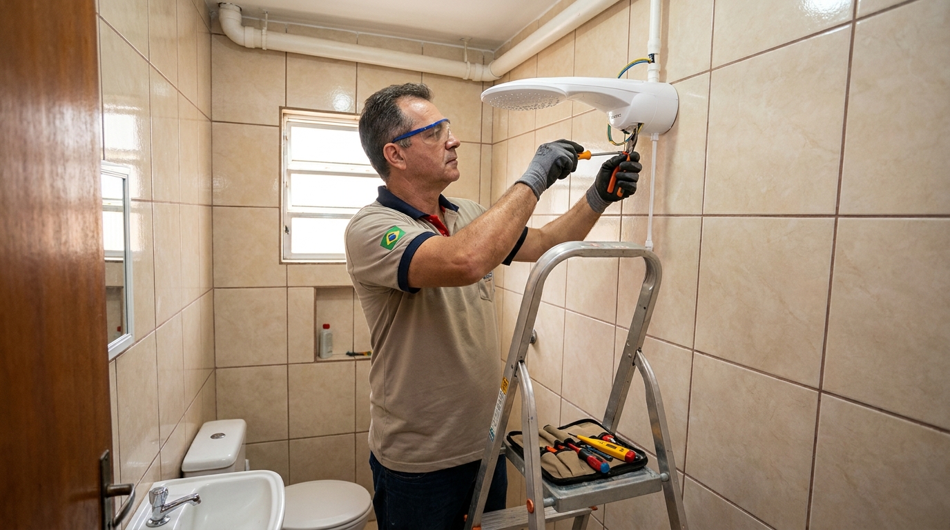 Substituição de Chuveiro Antigo em Curitiba‑PR